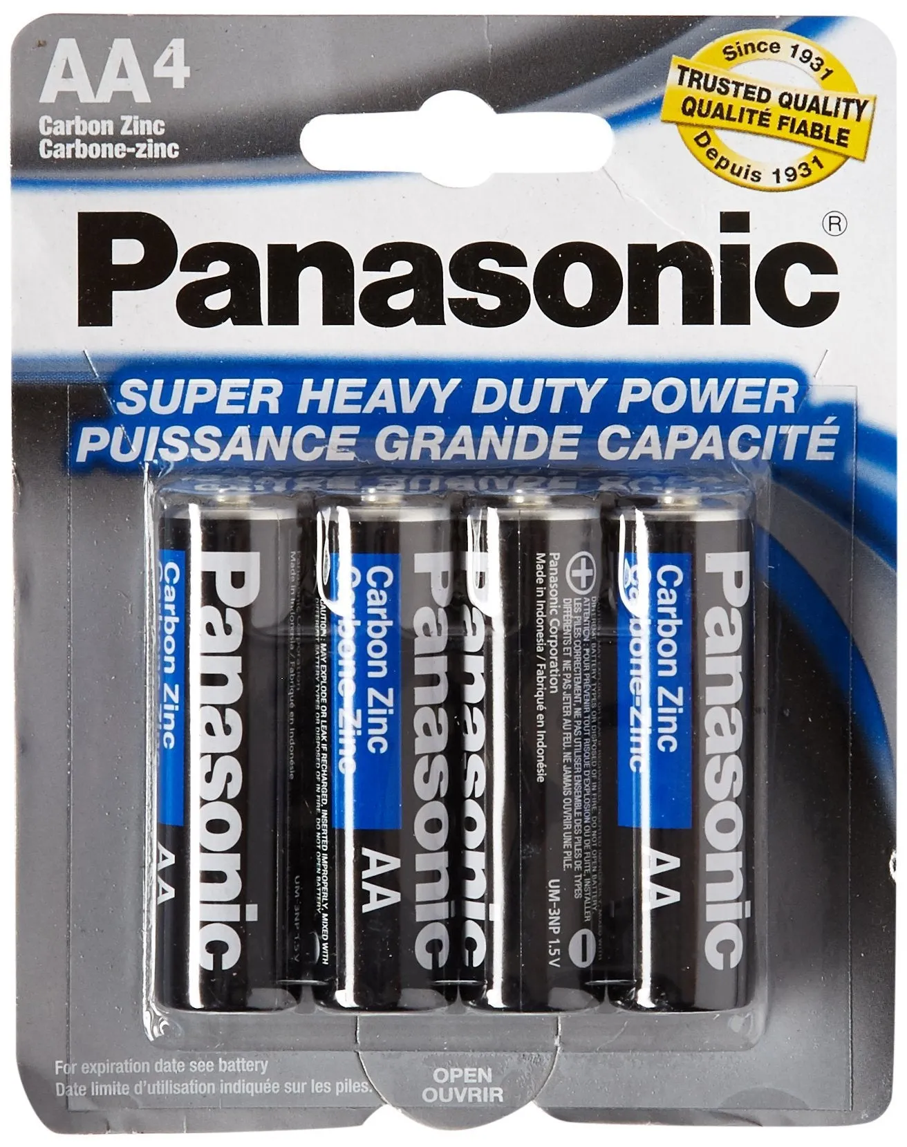 Panasonic 5734 4PC AA Batteries 1.5V, Black (Pack of 4)