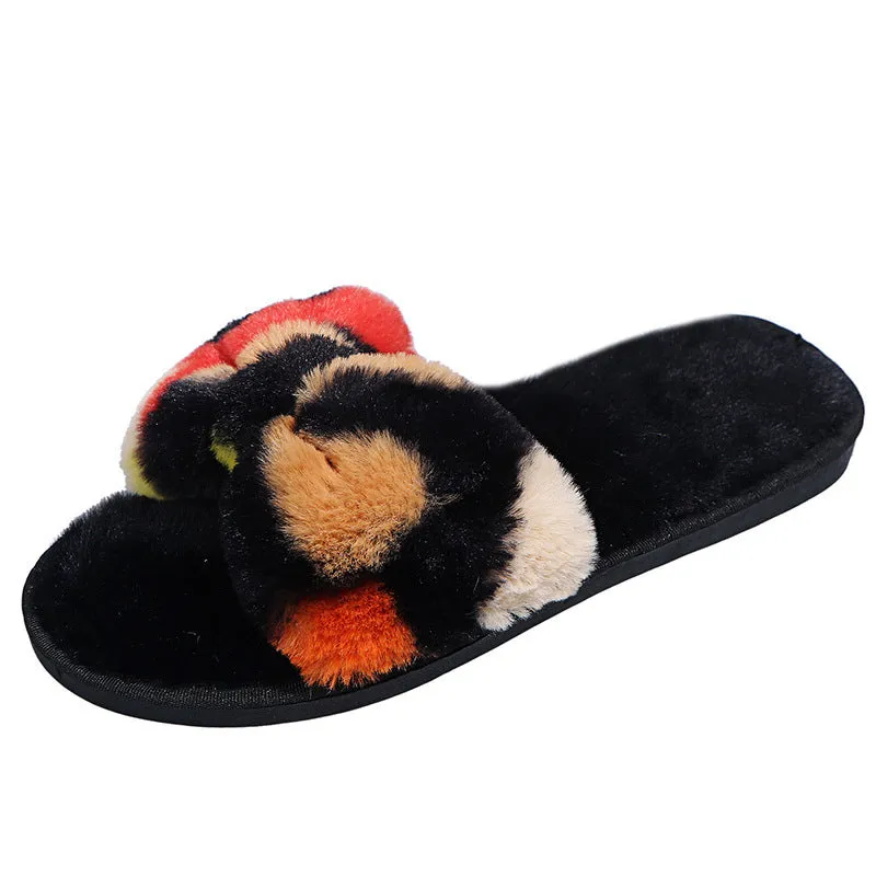Plush Bow Slippers for Women