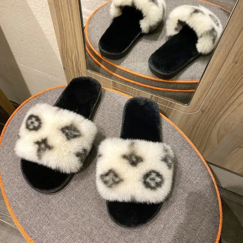 Plush Wool Slippers for Women