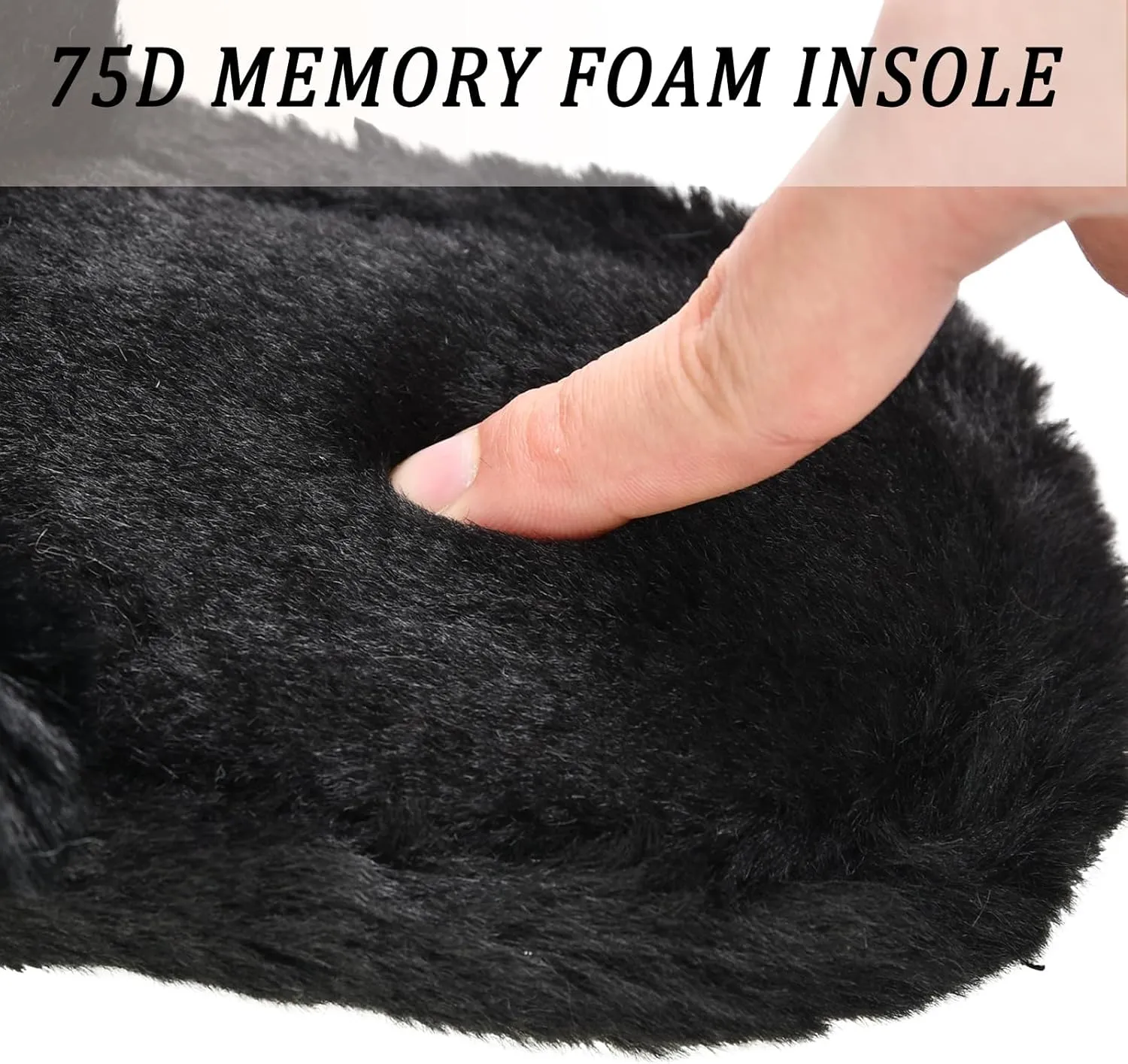 Rosoz Women's Soft Plush Fuzzy Slippers Memory Foam Anti-Skid Sole House Bedroom Shoes Indoor Outdoor Open Toe Sandals