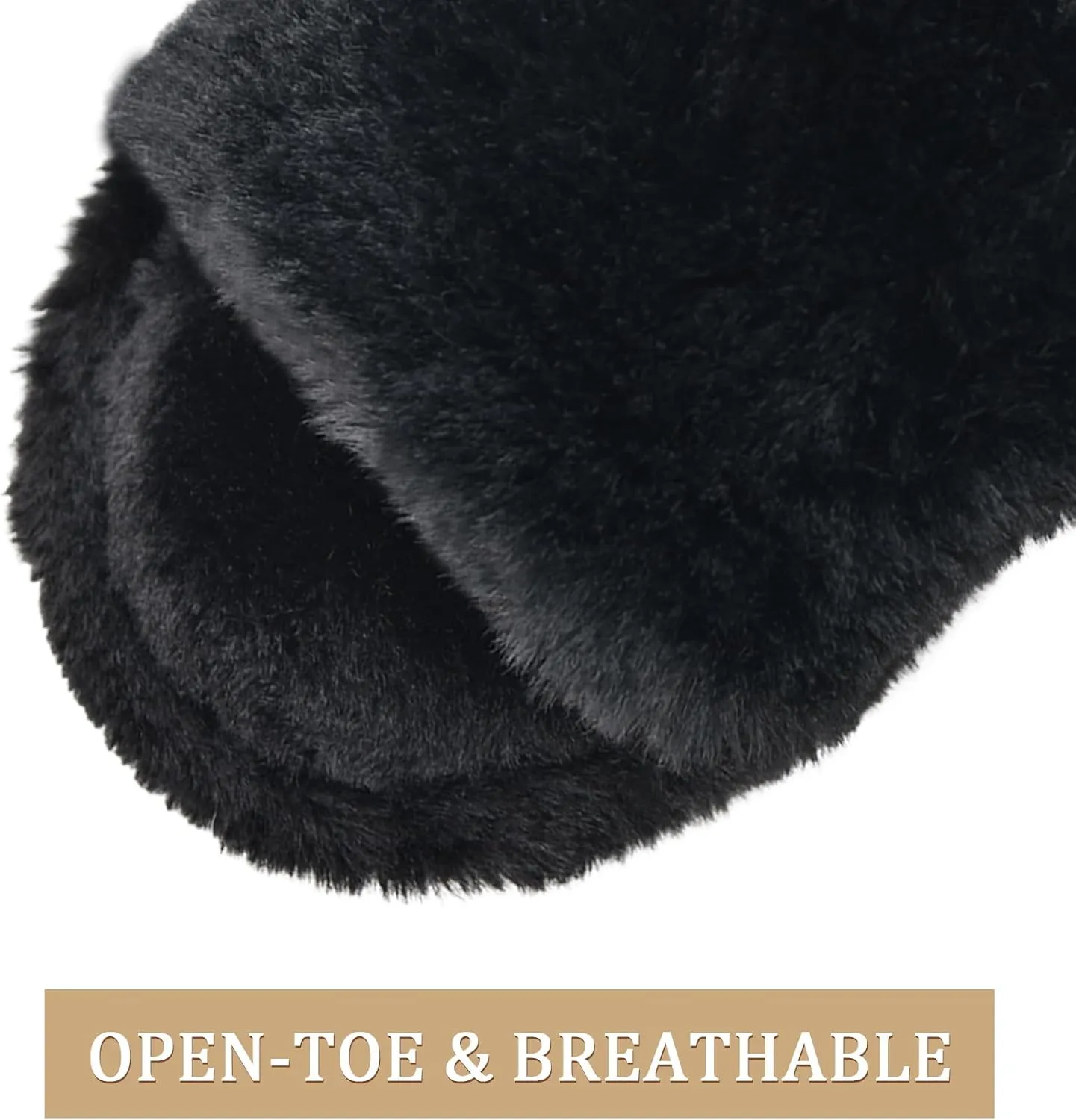 Rosoz Women's Soft Plush Fuzzy Slippers Memory Foam Anti-Skid Sole House Bedroom Shoes Indoor Outdoor Open Toe Sandals