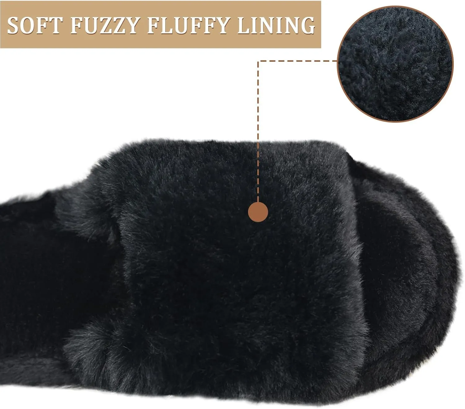 Rosoz Women's Soft Plush Fuzzy Slippers Memory Foam Anti-Skid Sole House Bedroom Shoes Indoor Outdoor Open Toe Sandals