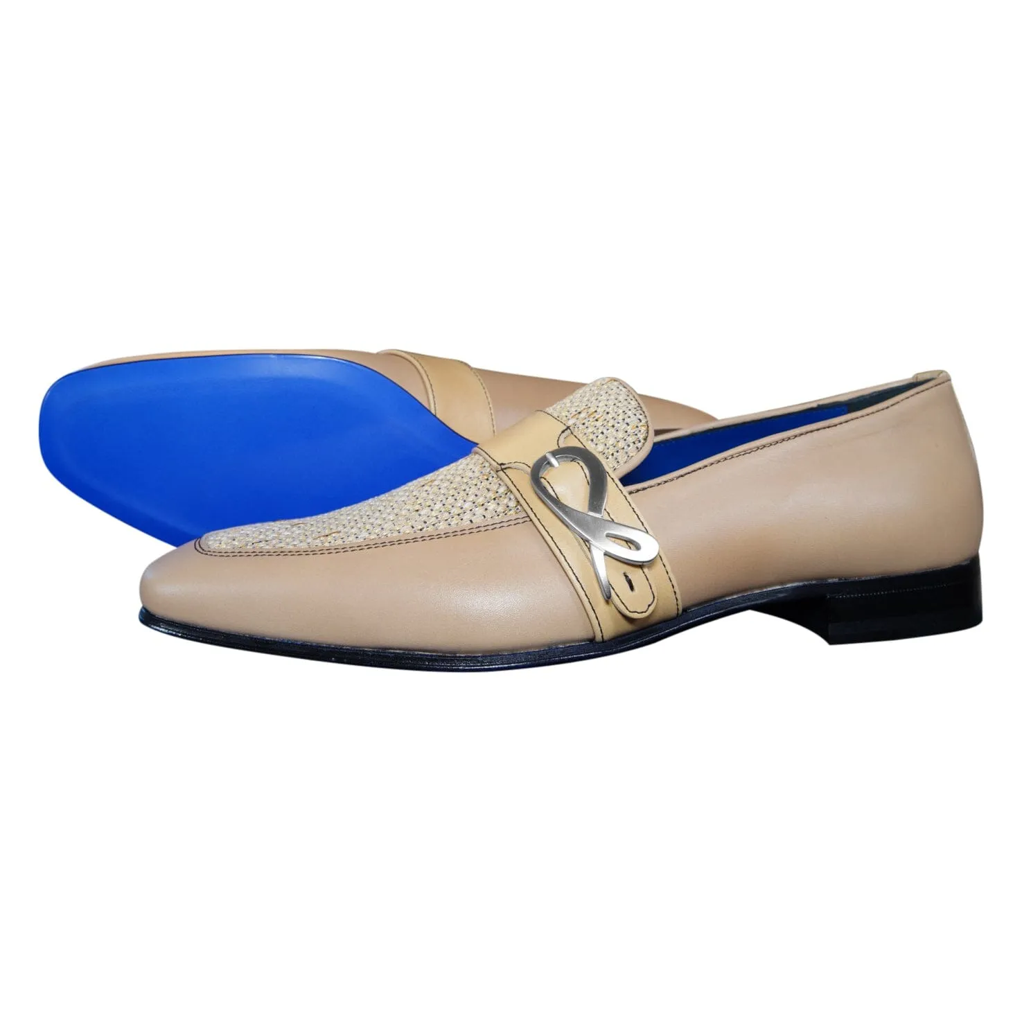Tan Cestino Monk Silver Loafer