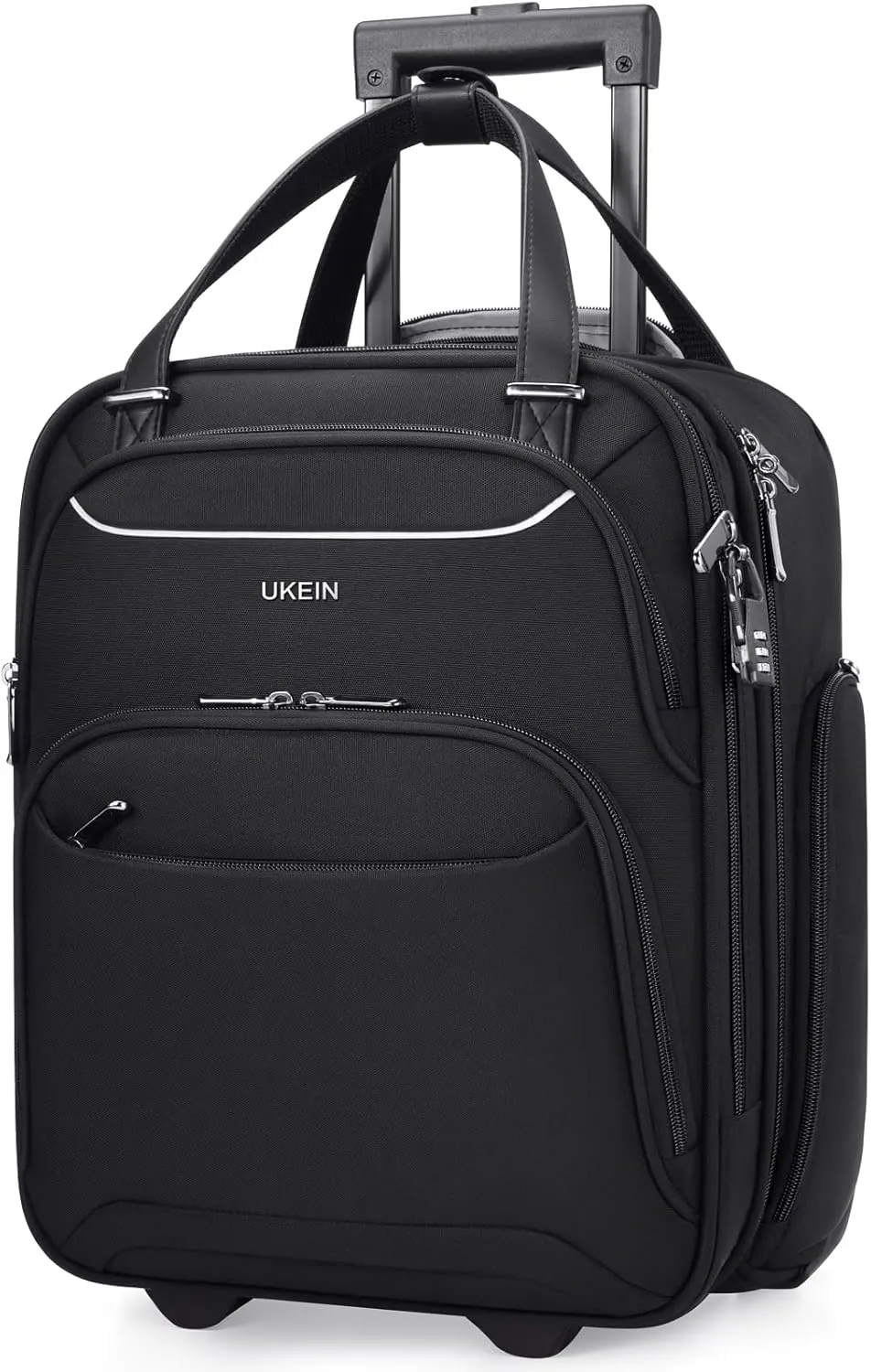 Underseat Carry On Luggage with Wheels, 16 Inch Soft Sided Lightweight Personal Item Travel Suitcase, Rolling Carry On Travel Bag for Men & Women
